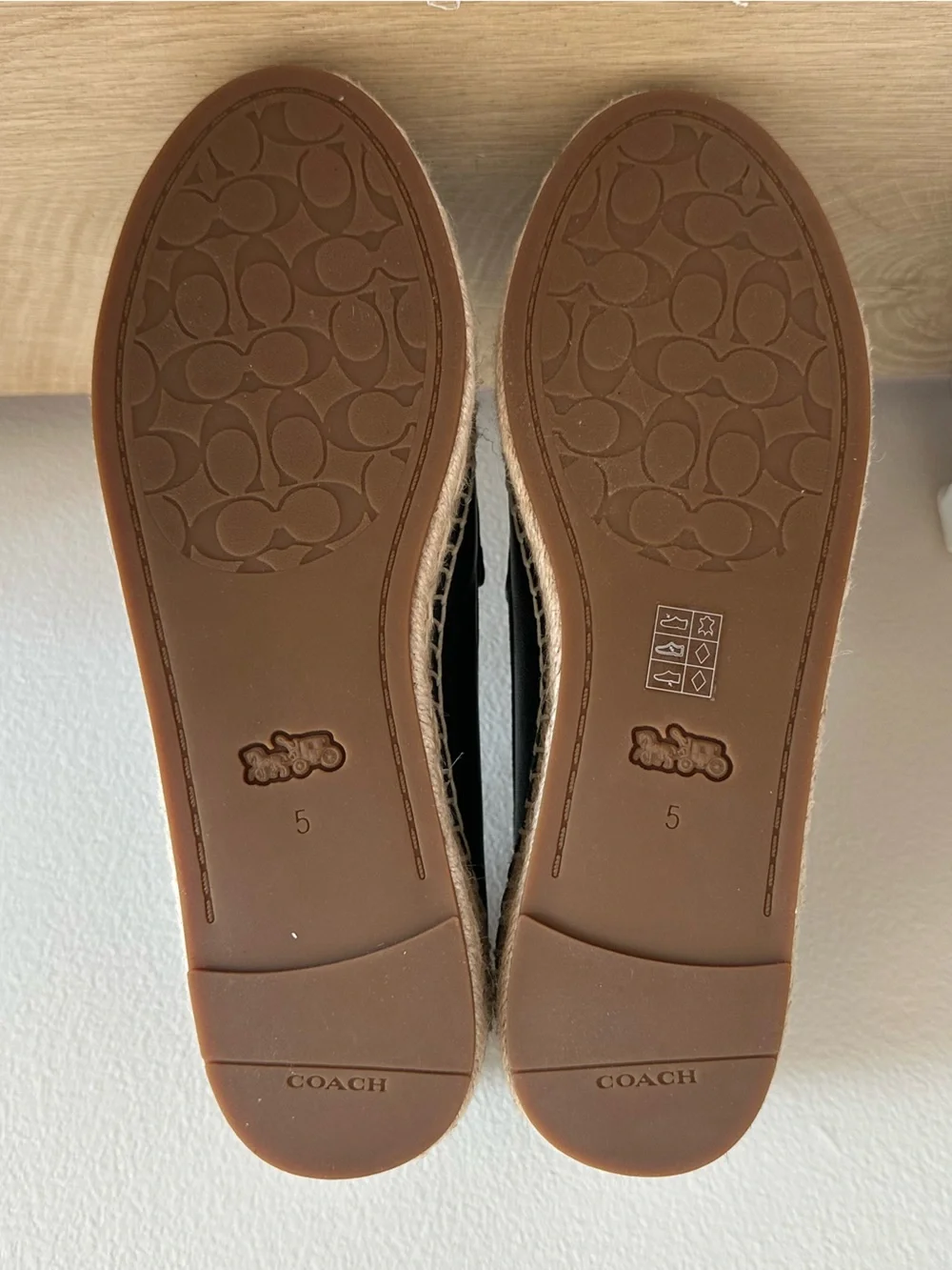 Coach Camilla Espadrille Black Leather Size 5